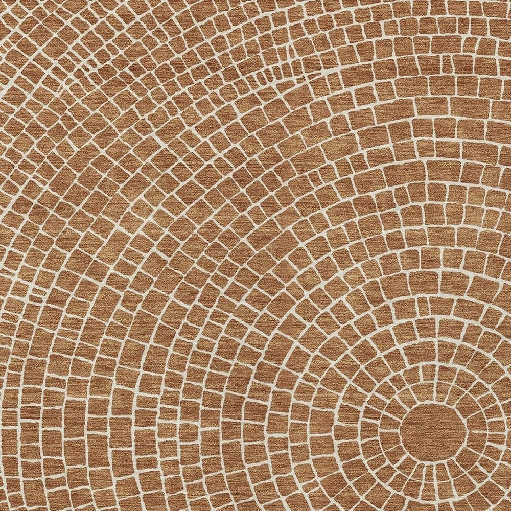 8' X 10' Rust And Ivory Geometric Washable Indoor Outdoor Area Rug HomeRoots