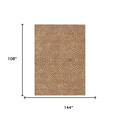 9' X 12' Rust And Ivory Geometric Washable Indoor Outdoor Area Rug HomeRoots