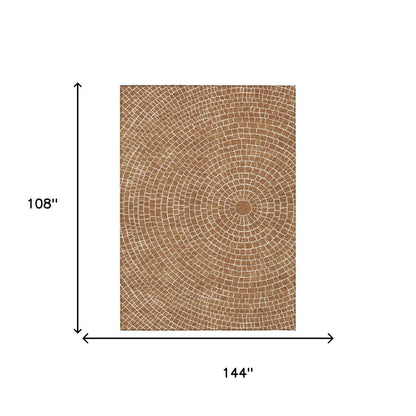 9' X 12' Rust And Ivory Geometric Washable Indoor Outdoor Area Rug HomeRoots