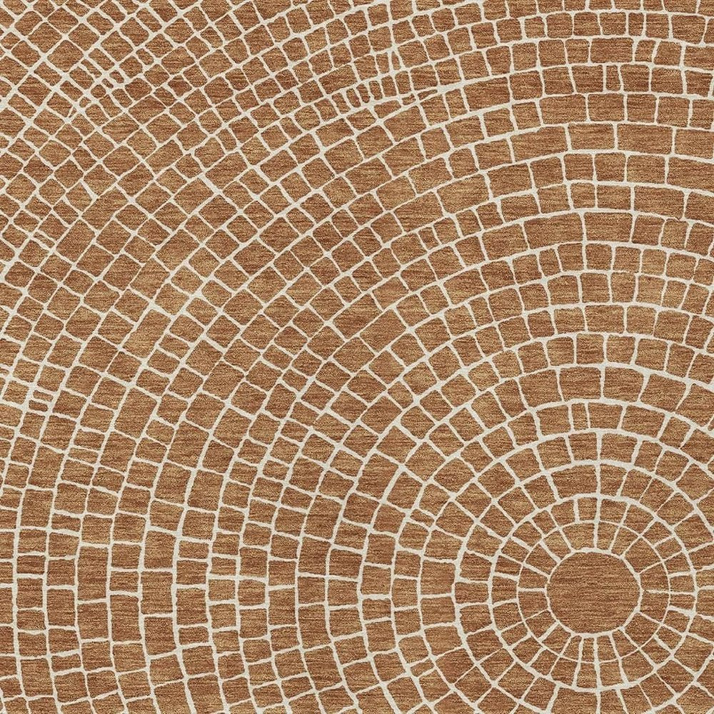 9' X 12' Rust And Ivory Geometric Washable Indoor Outdoor Area Rug HomeRoots