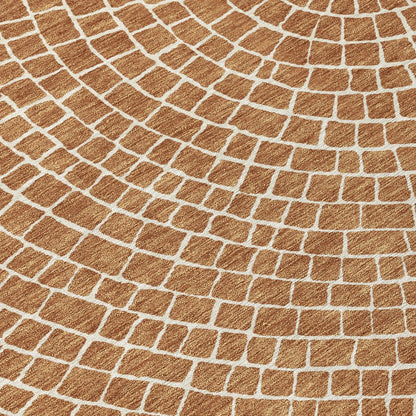 9' X 12' Rust And Ivory Geometric Washable Indoor Outdoor Area Rug HomeRoots