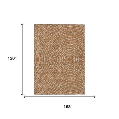 10' X 14' Rust And Ivory Geometric Washable Indoor Outdoor Area Rug HomeRoots