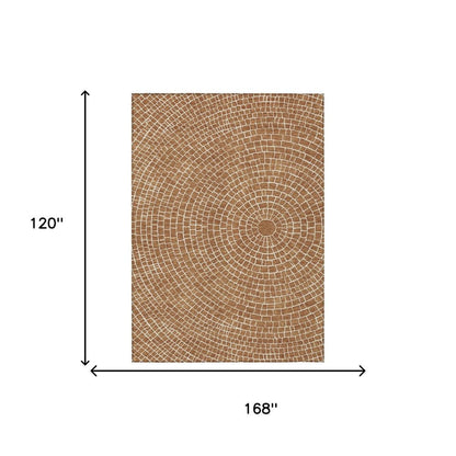 10' X 14' Rust And Ivory Geometric Washable Indoor Outdoor Area Rug HomeRoots