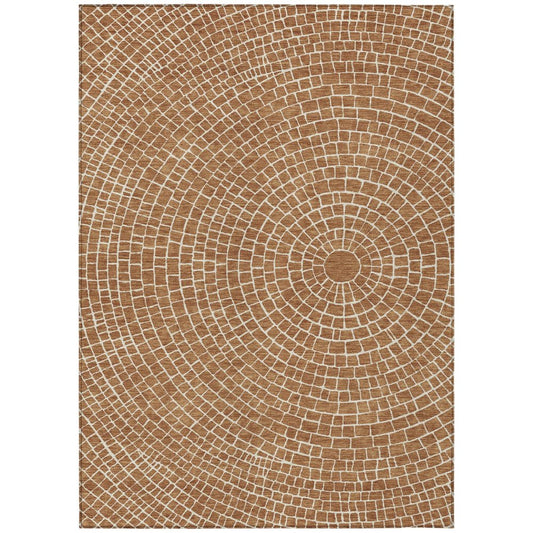 10' X 14' Rust And Ivory Geometric Washable Indoor Outdoor Area Rug HomeRoots