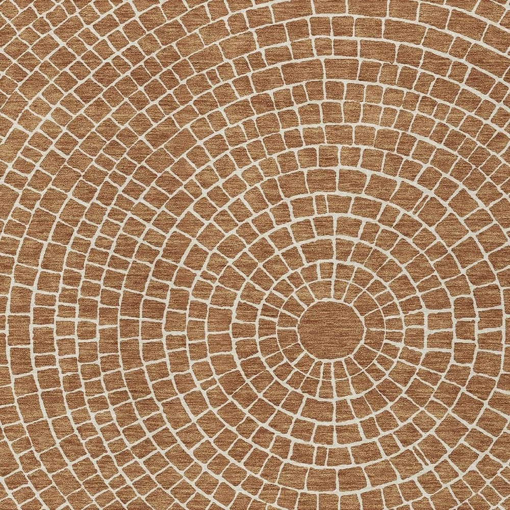 10' X 14' Rust And Ivory Geometric Washable Indoor Outdoor Area Rug HomeRoots