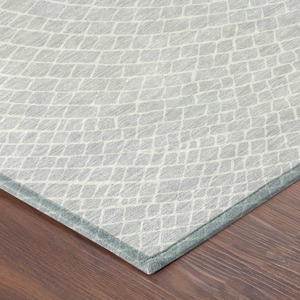 3' X 5' Silver And Ivory Geometric Washable Indoor Outdoor Area Rug HomeRoots