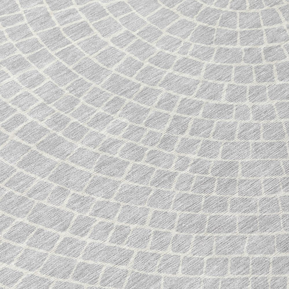 5' X 8' Silver And Ivory Geometric Washable Indoor Outdoor Area Rug HomeRoots