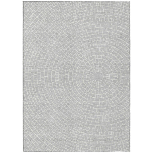 8' X 10' Silver And Ivory Geometric Washable Indoor Outdoor Area Rug HomeRoots