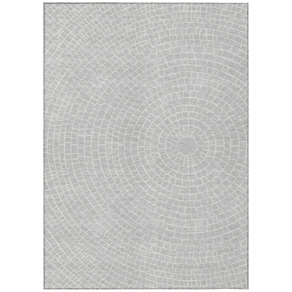 8' X 10' Silver And Ivory Geometric Washable Indoor Outdoor Area Rug HomeRoots
