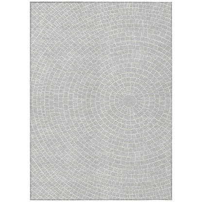 8' X 10' Silver And Ivory Geometric Washable Indoor Outdoor Area Rug HomeRoots