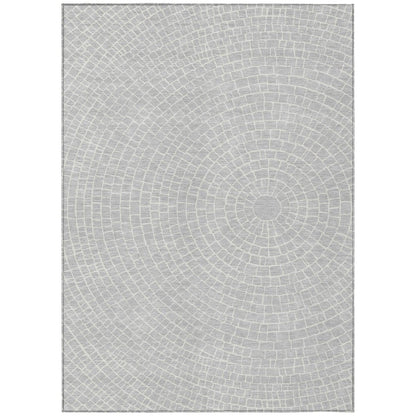8' X 10' Silver And Ivory Geometric Washable Indoor Outdoor Area Rug HomeRoots