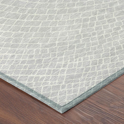 8' X 10' Silver And Ivory Geometric Washable Indoor Outdoor Area Rug HomeRoots