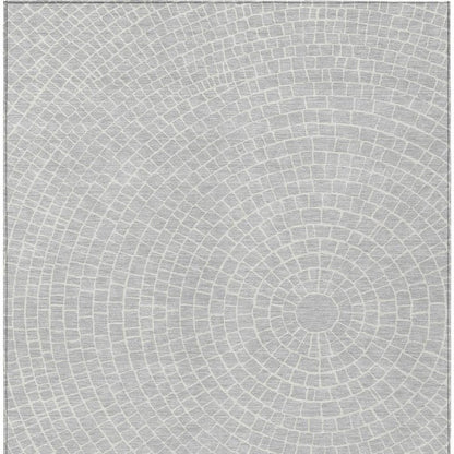 8' X 10' Silver And Ivory Geometric Washable Indoor Outdoor Area Rug HomeRoots