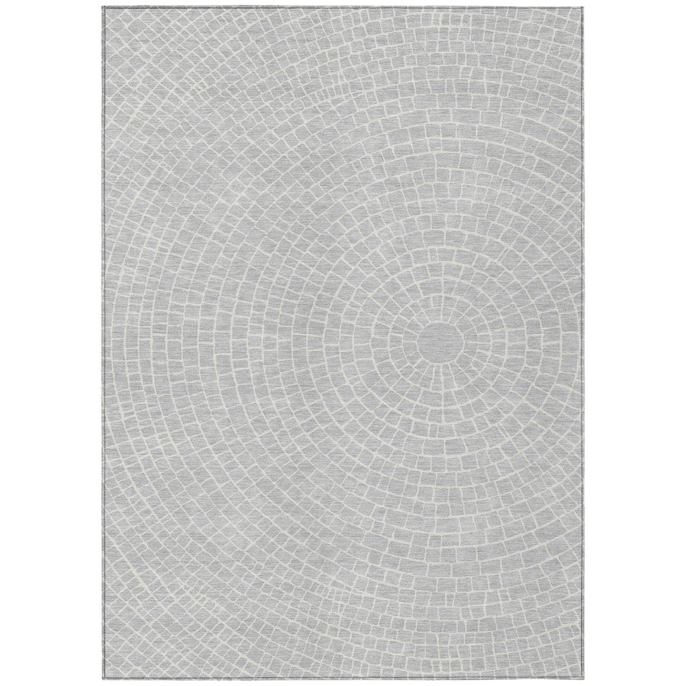 9' X 12' Silver And Ivory Geometric Washable Indoor Outdoor Area Rug HomeRoots