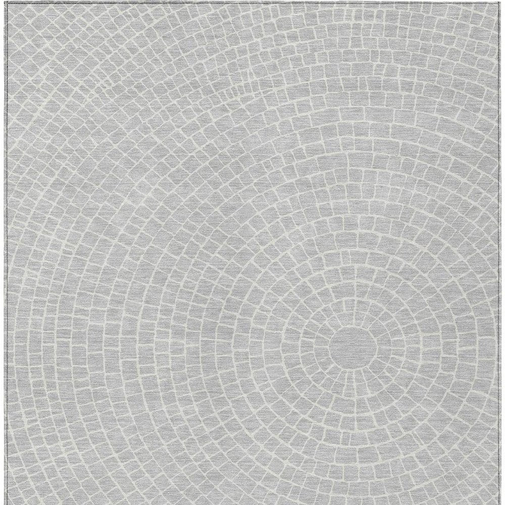 9' X 12' Silver And Ivory Geometric Washable Indoor Outdoor Area Rug HomeRoots