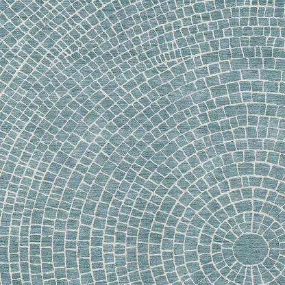 3' X 5' Teal Blue And Ivory Geometric Washable Indoor Outdoor Area Rug HomeRoots