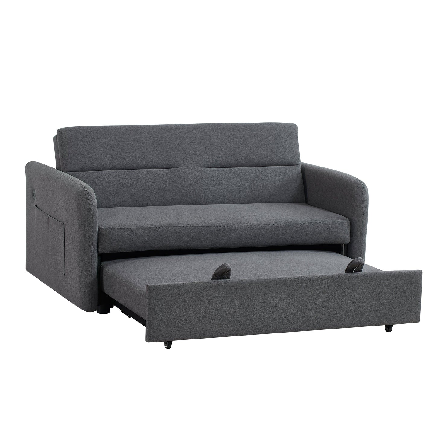 Twins Sofa Bed Grey Fabric - FurniFindUSA