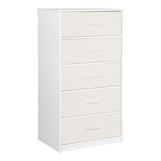 23" White Wood Steel And Fabric Five Drawer Lingerie Chest