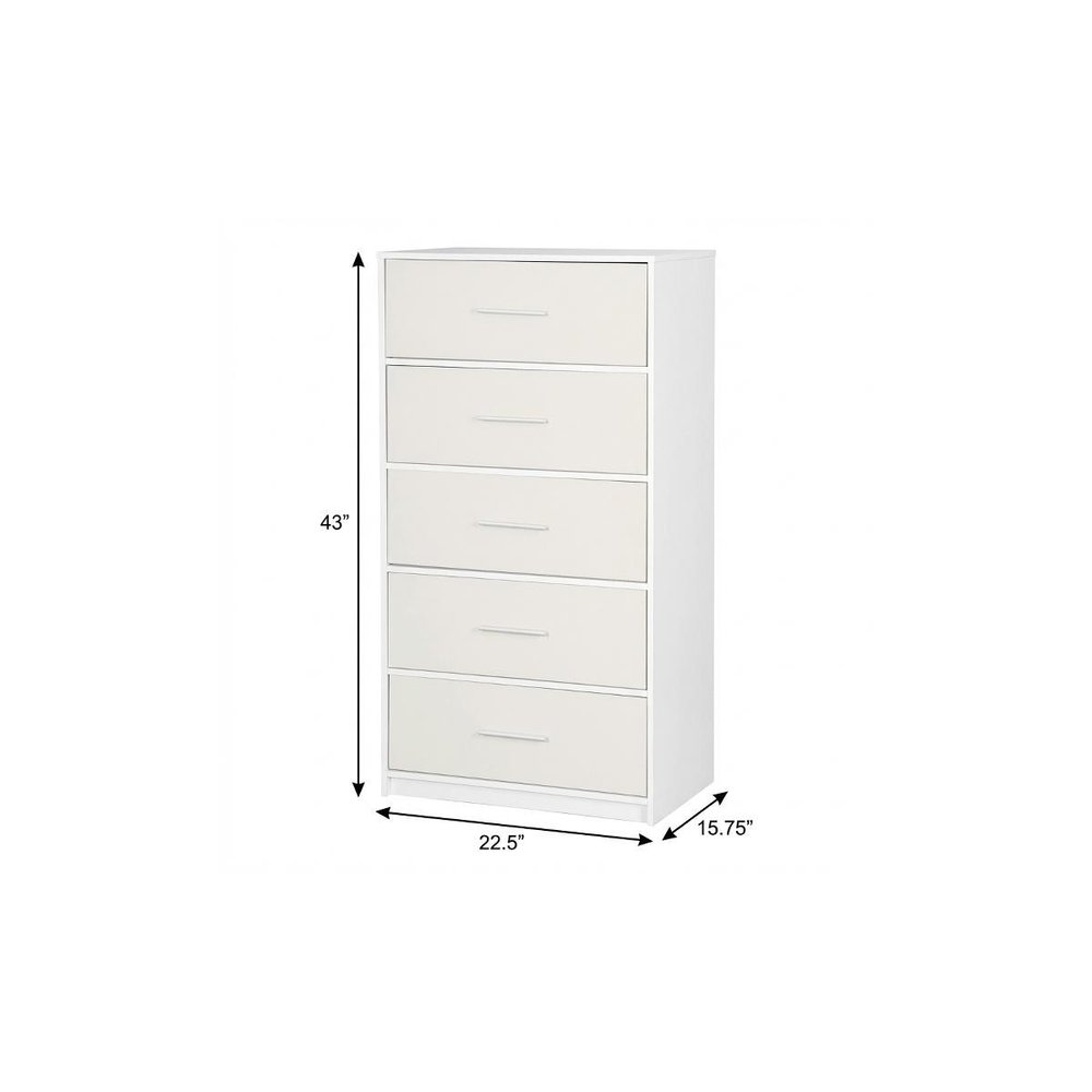 23" White Wood Steel And Fabric Five Drawer Lingerie Chest — view 5