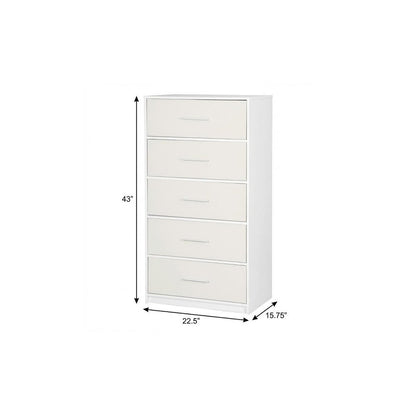 23" White Wood Steel And Fabric Five Drawer Lingerie Chest HomeRoots