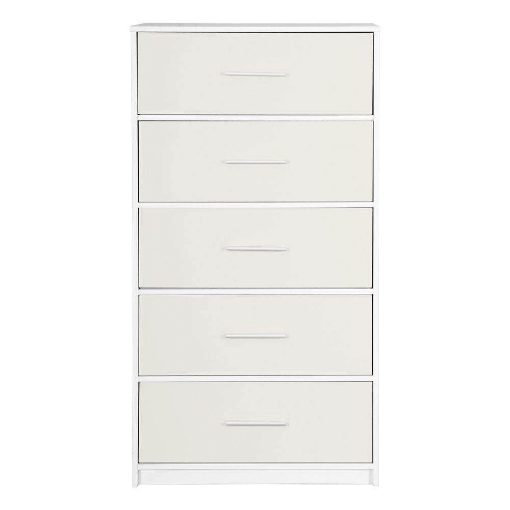 23" White Wood Steel And Fabric Five Drawer Lingerie Chest HomeRoots