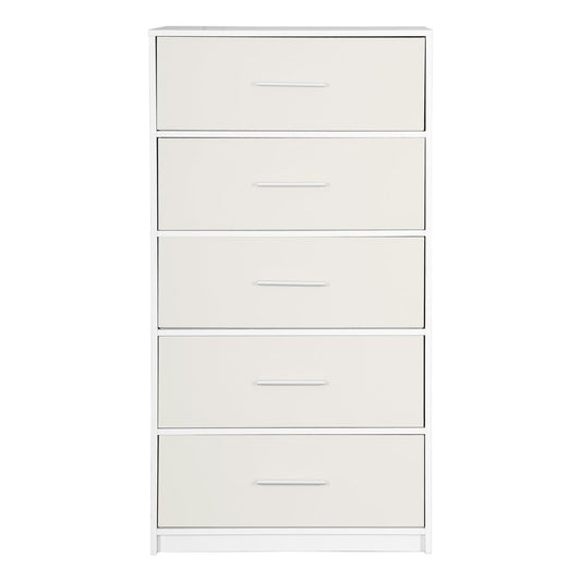 23" White Wood Steel And Fabric Five Drawer Lingerie Chest