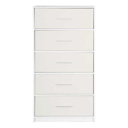 23" White Wood Steel And Fabric Five Drawer Lingerie Chest