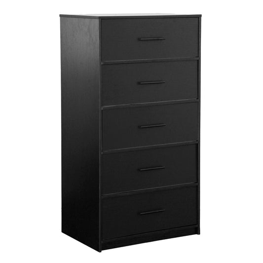 23" Black Wood Steel And Fabric Five Drawer Lingerie Chest