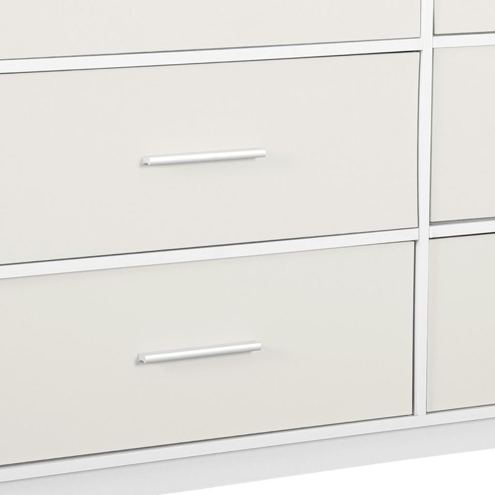 45" White Wood Steel And Fabric Six Drawer Double Dresser HomeRoots