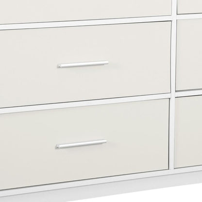 45" White Wood Steel And Fabric Six Drawer Double Dresser HomeRoots