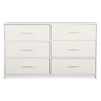 45" White Wood Steel And Fabric Six Drawer Double Dresser HomeRoots