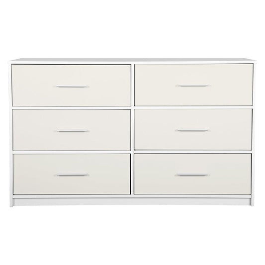 45" White Wood Steel And Fabric Six Drawer Double Dresser