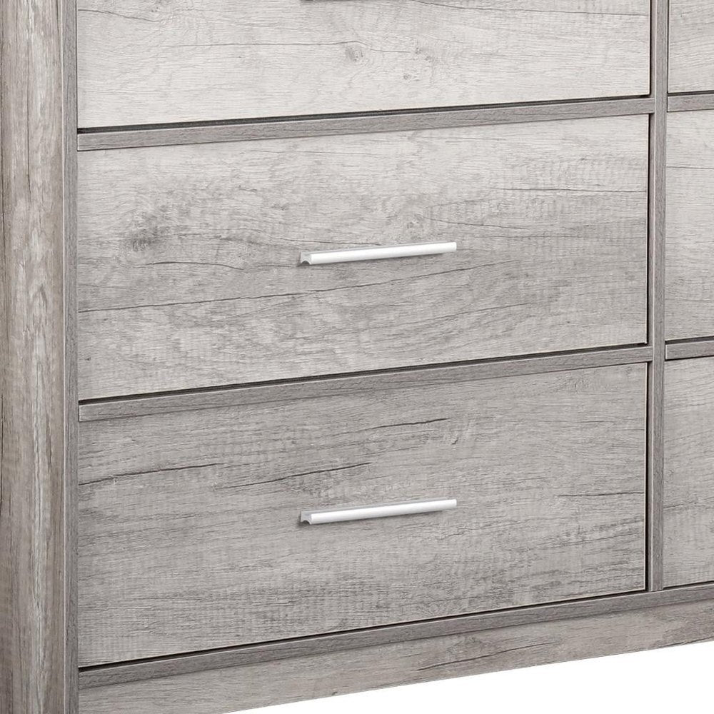 45" Gray Wood Steel And Fabric Six Drawer Double Dresser