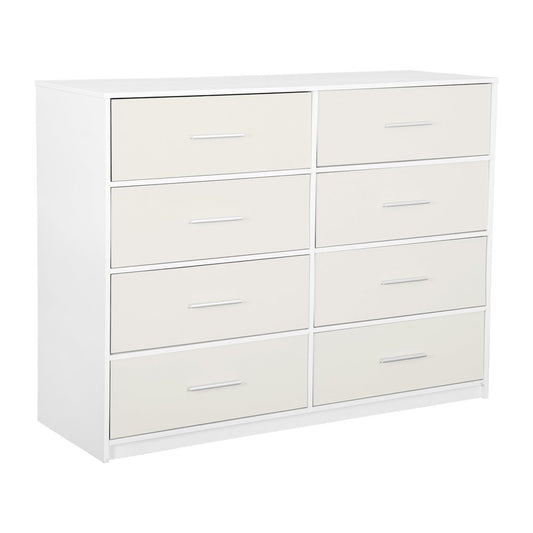 45" White Wood Steel And Fabric Eight Drawer Double Dresser