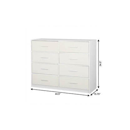 45" White Wood Steel And Fabric Eight Drawer Double Dresser HomeRoots