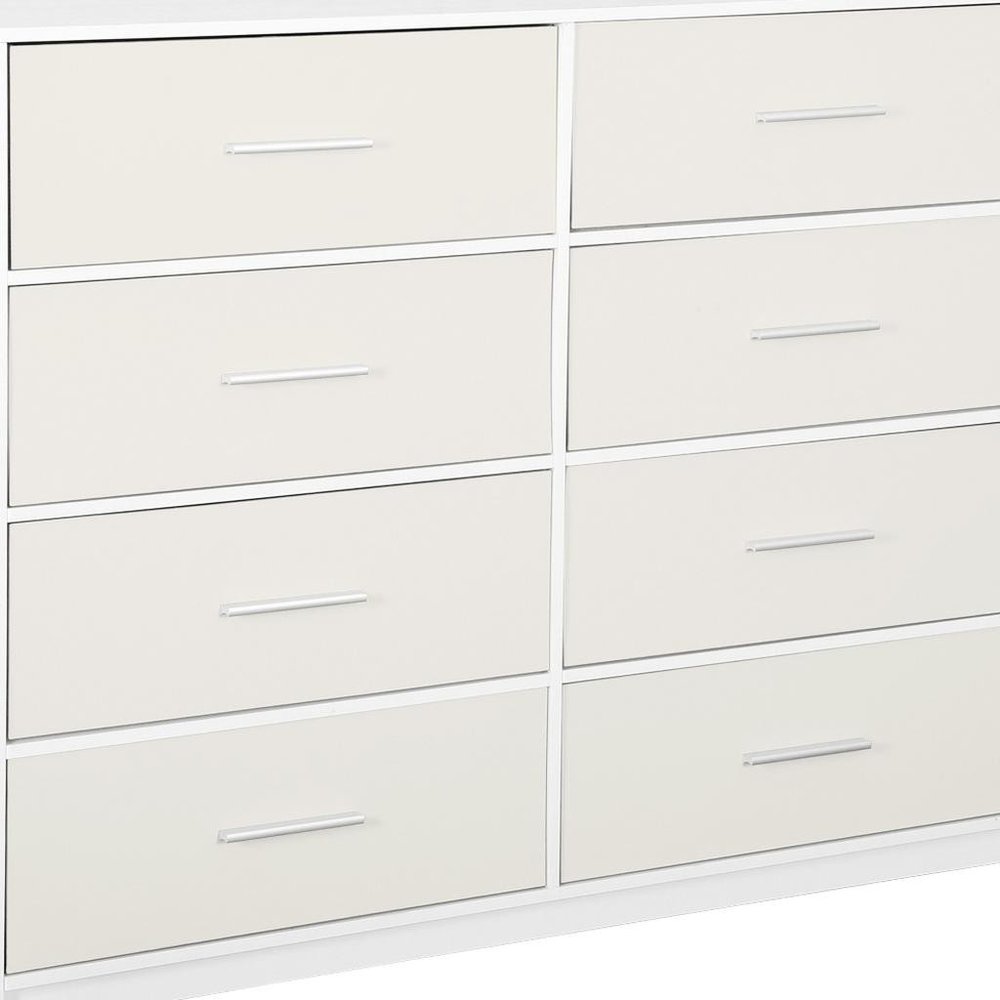 45" White Wood Steel And Fabric Eight Drawer Double Dresser — view 3