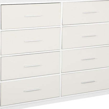 45" White Wood Steel And Fabric Eight Drawer Double Dresser HomeRoots