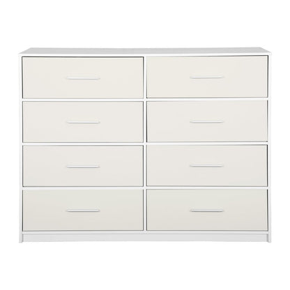 45" White Wood Steel And Fabric Eight Drawer Double Dresser HomeRoots