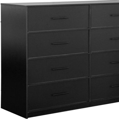 45" Black Wood Steel And Fabric Eight Drawer Double Dresser HomeRoots