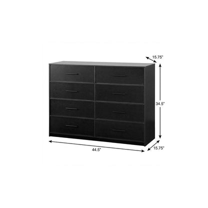 45" Black Wood Steel And Fabric Eight Drawer Double Dresser HomeRoots