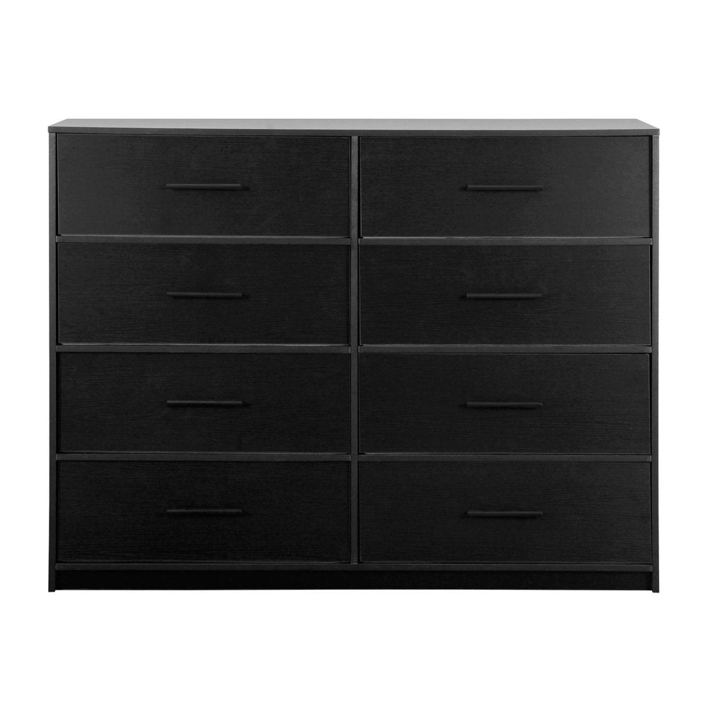 45" Black Wood Steel And Fabric Eight Drawer Double Dresser — view 2