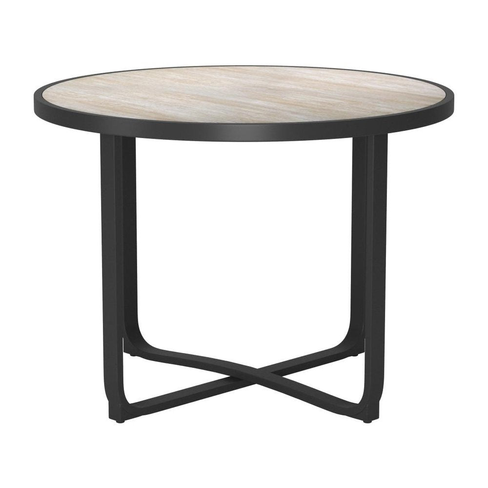 42" Black Glass And Aluminum Cross Leg Base Round Top Dining Table — view 6