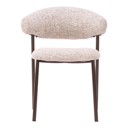Set of Two Cloud And Brown Faux Shearling And Wood And Steel Open Back Dining Side Chairs HomeRoots