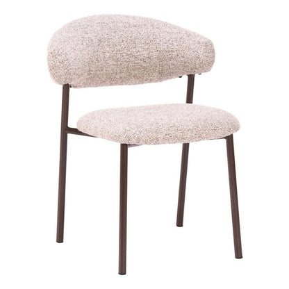 Set of Two Cloud And Brown Faux Shearling And Wood And Steel Open Back Dining Side Chairs HomeRoots