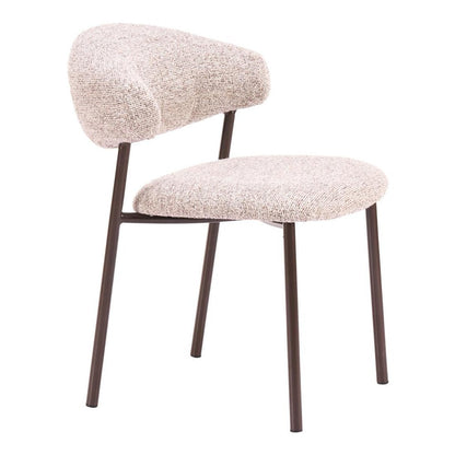 Set of Two Cloud And Brown Faux Shearling And Wood And Steel Open Back Dining Side Chairs HomeRoots