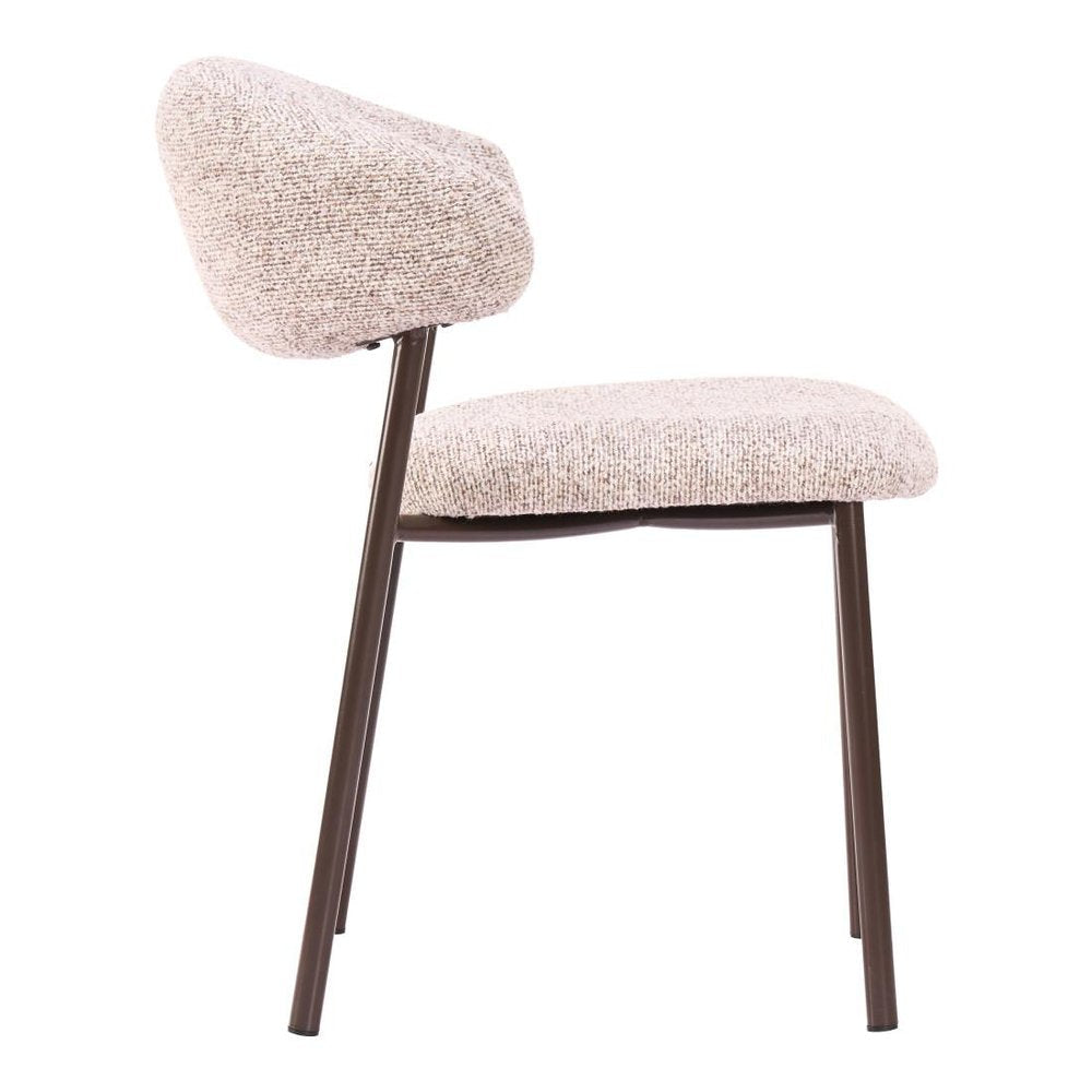 Set of Two Cloud And Brown Faux Shearling And Wood And Steel Open Back Dining Side Chairs — view 8