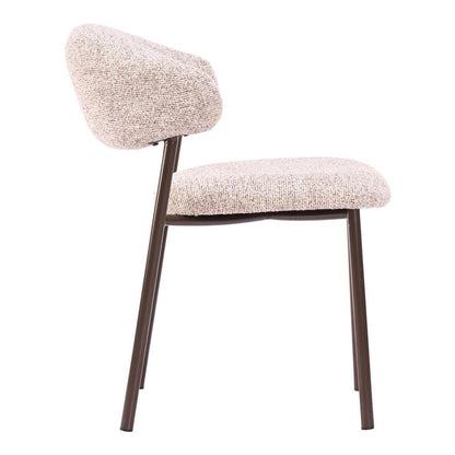 Set of Two Cloud And Brown Faux Shearling And Wood And Steel Open Back Dining Side Chairs HomeRoots