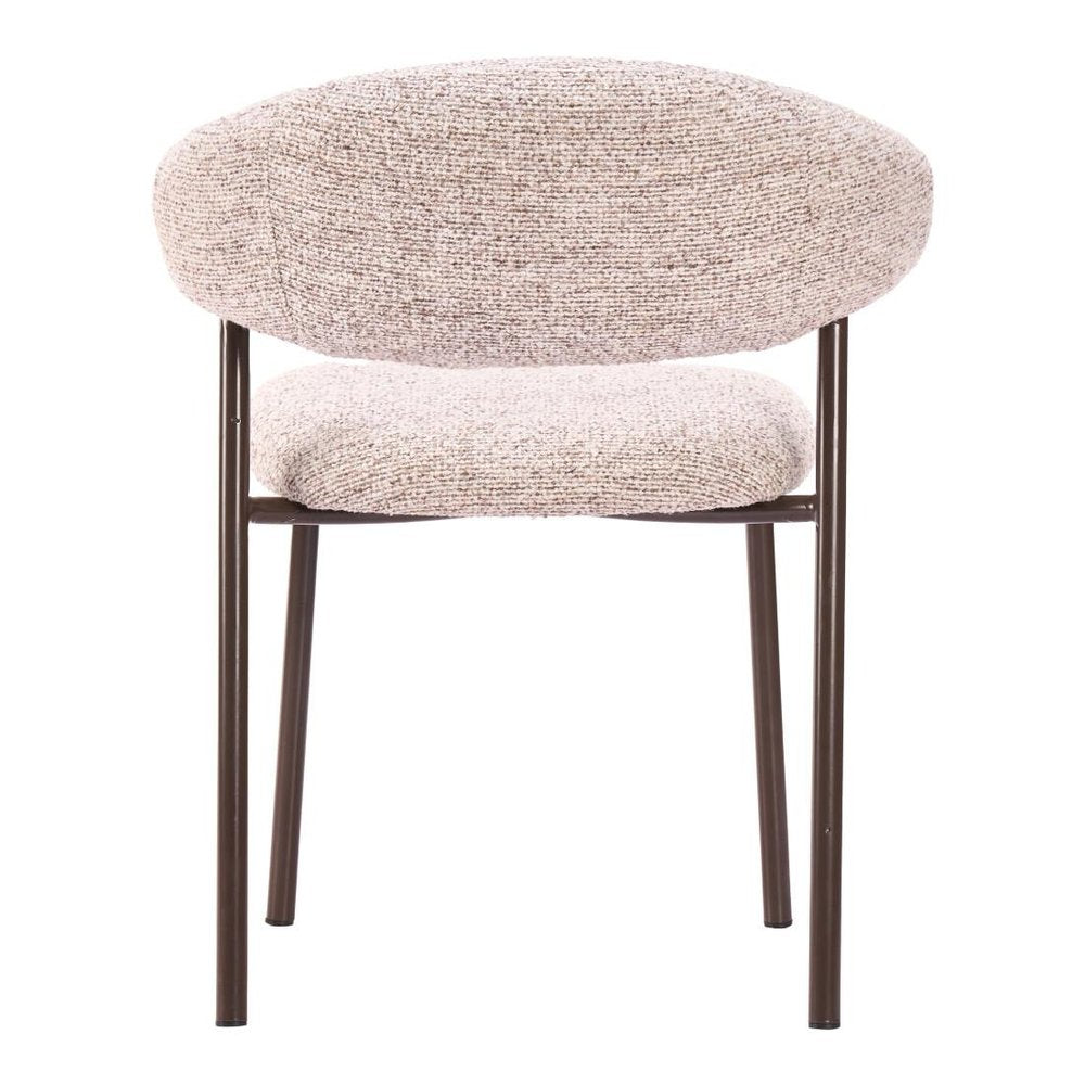 Set of Two Cloud And Brown Faux Shearling And Wood And Steel Open Back Dining Side Chairs HomeRoots