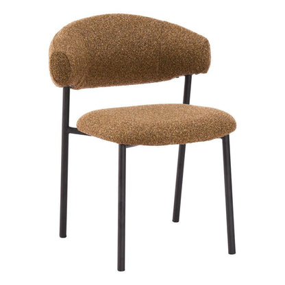 Set of Two Cloud And Brown Faux Shearling And Wood And Steel Open Back Dining Side Chairs HomeRoots