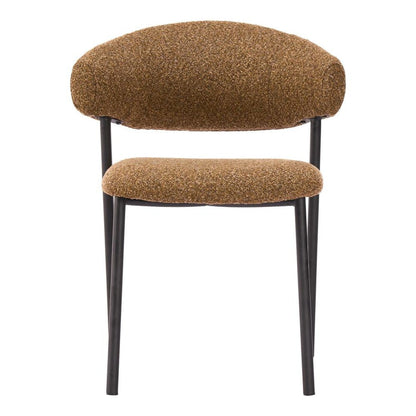 Set of Two Cloud And Brown Faux Shearling And Wood And Steel Open Back Dining Side Chairs HomeRoots